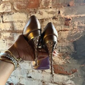 Versace Runway High Heel In Bronze Brown With Insane Heel